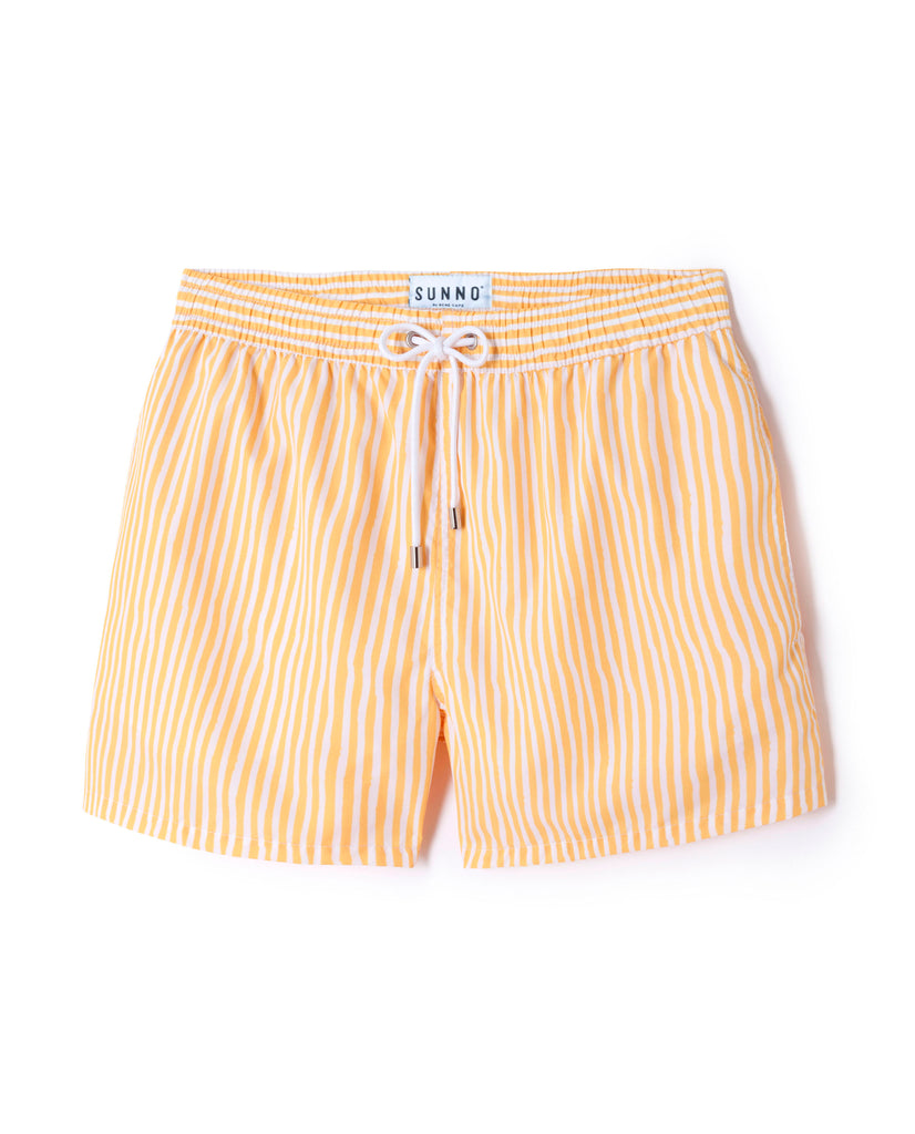 Stan Stripe Seersucker Swim Shorts in Mustard Yellow/Light Ivory - Eastwood  Ave. Menswear