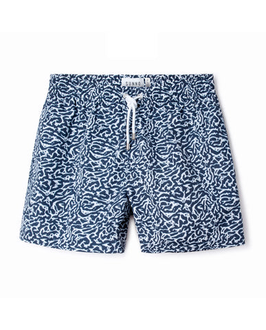 Printed Navy Recycled Fabric Swim Short | Sunno by Bene Cape – SUNNO BY ...